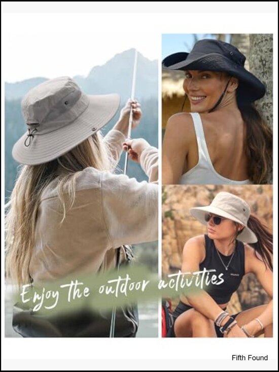 Women\'s UPF 80+ Sun Hat with Ponytail Hole Foldable Wide Brim Outdoor main image 6